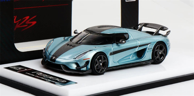 1:64 Koenigsegg Regera Carbon Fiber Glacier Blue SC ART DIECAST Civil Car Model