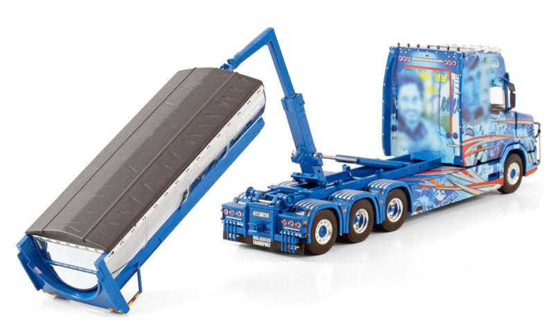 WSI  VLASTUIN TORPEDO 8X4 RIGED TRUCK WITH HOOKLIFT SYSTEM + HOOKLIFT CONTAINER ASPHALT Molander 1:50 Truck Pre-built Model