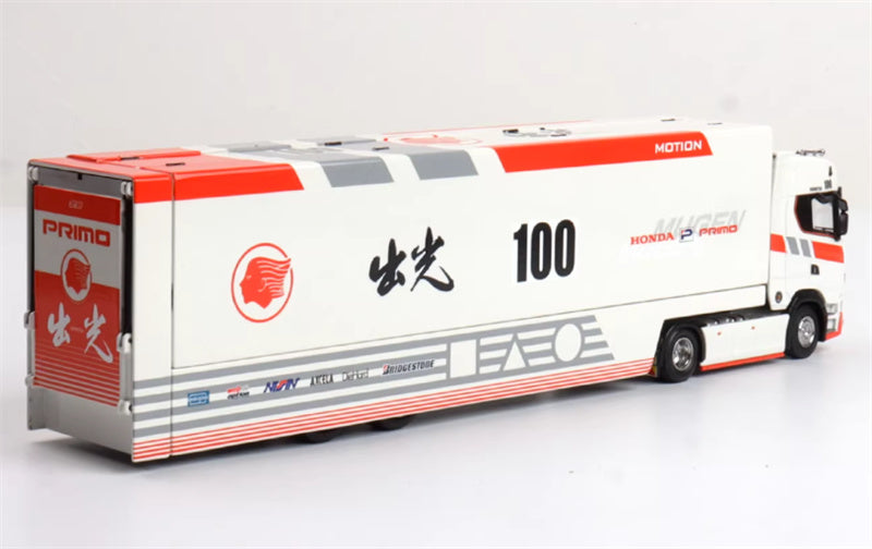 Max well Scania #S730 double-decker transport vehicle Red White Light 100 Coating 1:64 Truck Pre-built Airliner Model Display view6