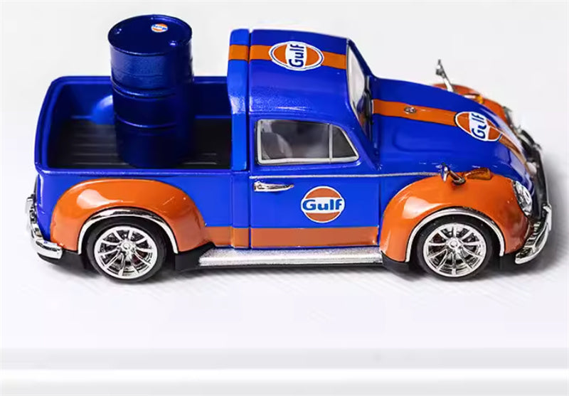 Liberty 64 Volkswagen Beetle Pickup Gulf Painting w/ resin Gulf oil drum 1:64 Car Pre-built Airliner Model Display view4