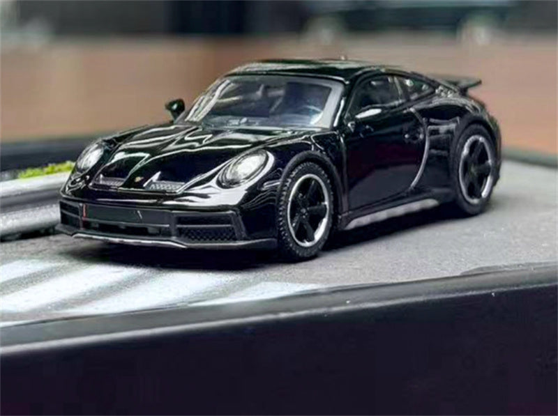 MINIGT Porsche 911 Dakar Black color box packaging 1:64 Car Pre-built Model view1