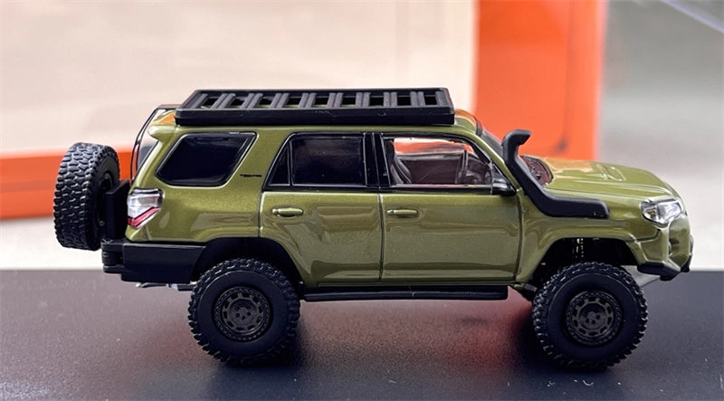 GCD Toyota 4Runner TRD PRO Overland SUV Modified Version Green w/ 13 Parts LHD 1:64 Car Pre-built Model view4