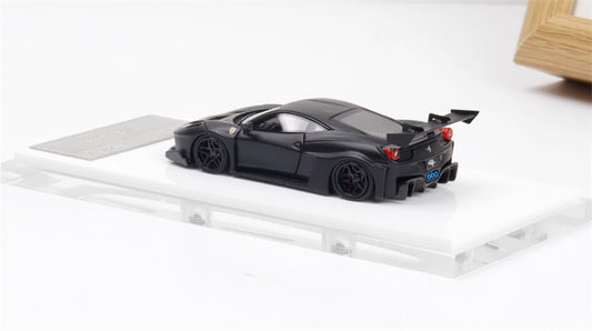 Flame Ferrari 458 GT LBWK wide body modified car Limited Edition 299PCS ONLY matte black 1:64 Car Pre-built Model view2