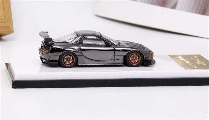 mymodelcollect Mazda RX-7 FD3S gray 1:64 Car Pre-built Model view3