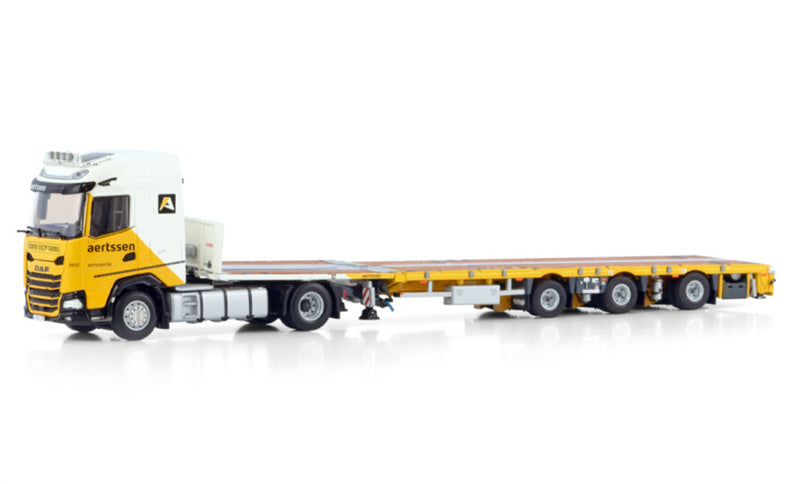 WSI  DAF XG 4X2 FLATBED MEGA TRAILER - 3 AXLE Aertssen 1:50 Truck Pre-built Model