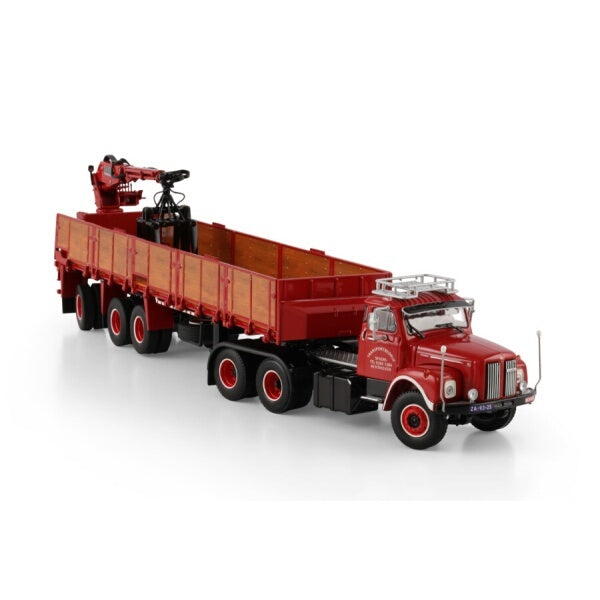 1:50 SCANIA SEVERS L110 CAB 6X2 BRICK TRAILER 3 AXLE WSI  Red Diecast Model