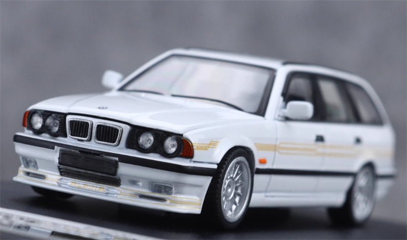 Mortal BMW E34 ALPINA B10 TOURING 5 Series wagon Pearl white Gold Strip Limited Edition 699PCS ONLY 1:64 Car Pre-built Model view2