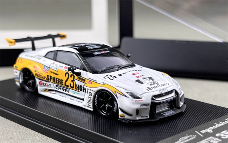 mymodelcollect Nissan 35GT-RR #23 LBWK Limited Edition Lightning HKS coating 1:64 Car Pre-built Model view5