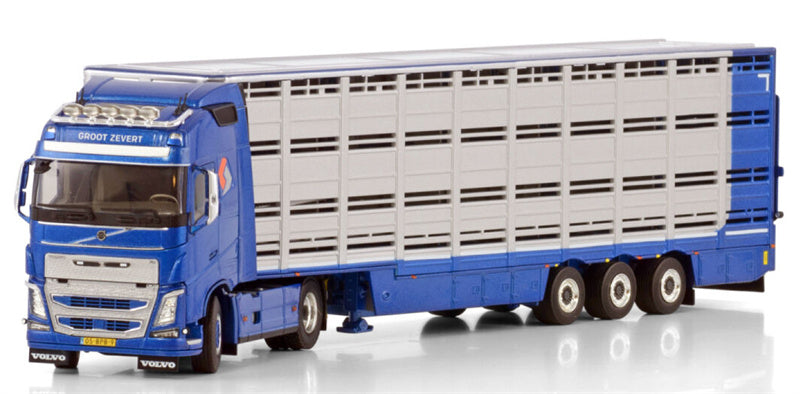 WSI VOLVO FH4 GLOBETROTTER 4X2 LIVE STOCK TRAILER - 3 AXLE Groot Zevert 1:50 Truck Pre-built Model