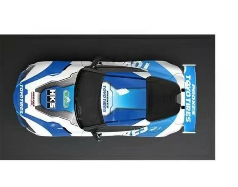 AURORA MODEL Toyota Supra A90 Blue White HKS Regular Version 1:64 car Pre-built Model view2