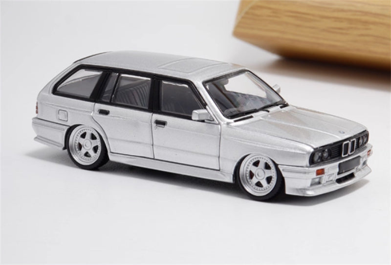 Mortal BMW E30 3 Series Touring Lowered Version Openable Hood silver Limited Edition 499PCS ONLY 1:64 Car Pre-built Model view5