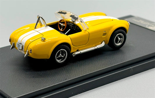 Fine works 64 Ford SHELBY 427S/C COBRA Limited Edition Yellow convertible white stripes 1:64 Car Pre-built Model view2