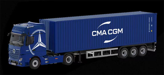 1:64 Mercedes-Benz Actros Blue CMA CGM TIMEMICRO x PERKA DIECAST Trailer & Tractor Model
