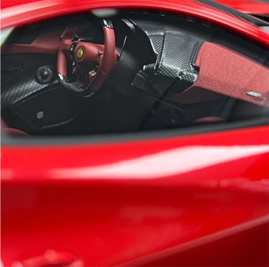 BBR MODELS Ferrari 488 pista Rosso Coraan322 met Leather base Limited Edition 28PCS ONLY 1:18 Car Pre-built Model view2