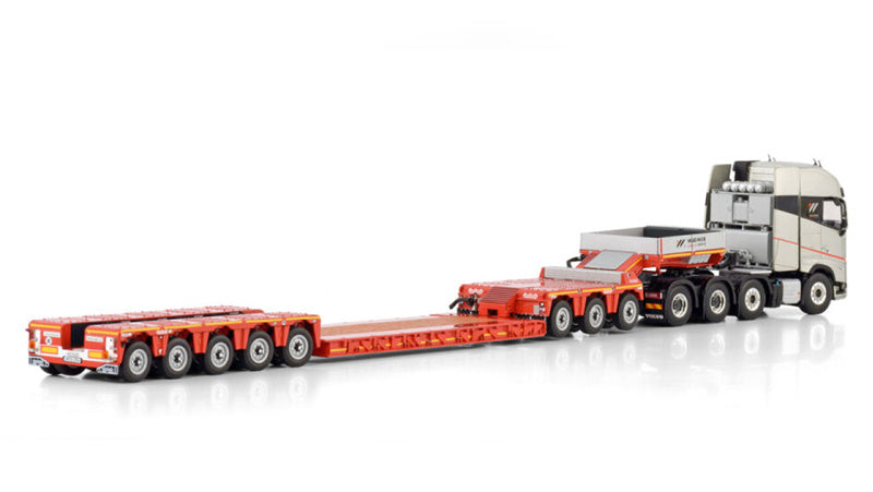 WSI  VOLVO FH5 GLOBETROTTER XL 8X4 LOW LOADER WITH DOLLY 3 AXLE - 5 AXLE Richard Wagner 1:50 Truck Pre-built Model
