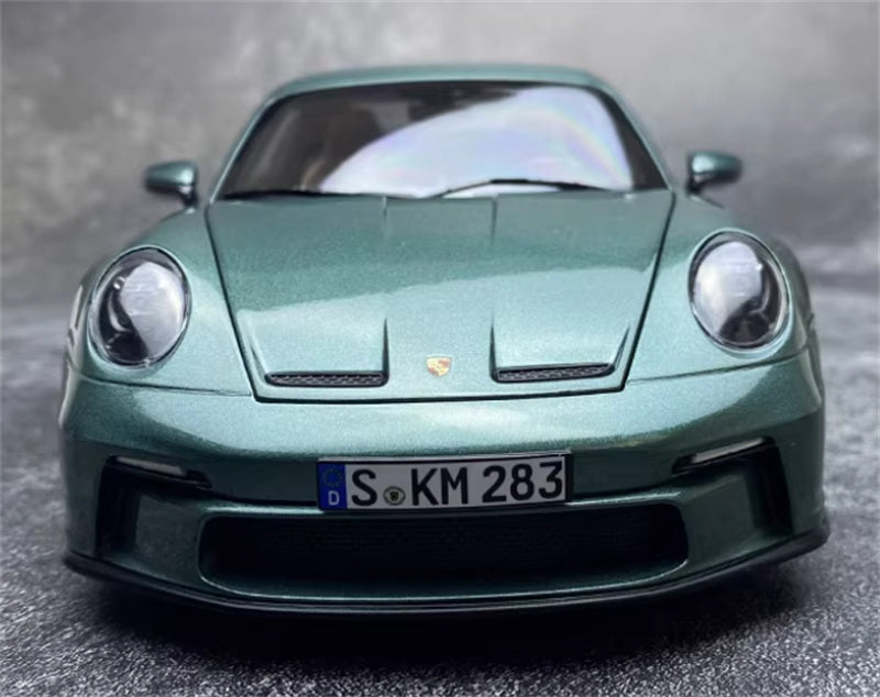 NOREV 2021 Porsche 911 GT3 Malachite green gold wheel No tail version 1:18 Car Pre-built Model view9