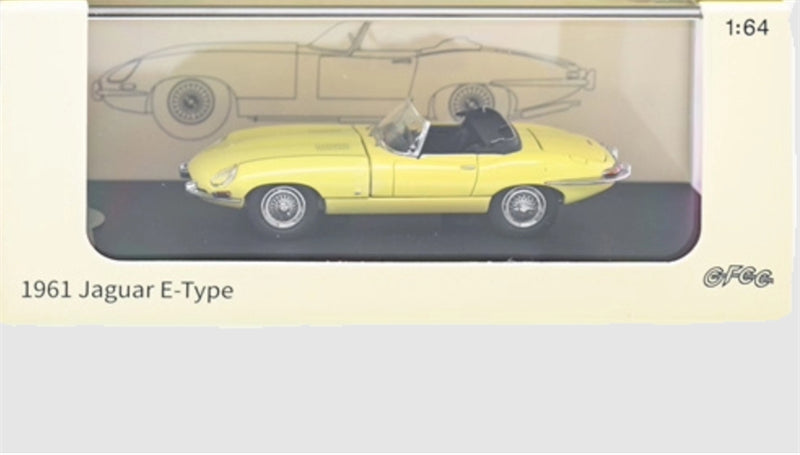 GFCC 1961 Jaguar E-Type Roadster Convertible Yellow Limited Edition 499PCS ONLY RHD 1:64 car Pre-built Model view6