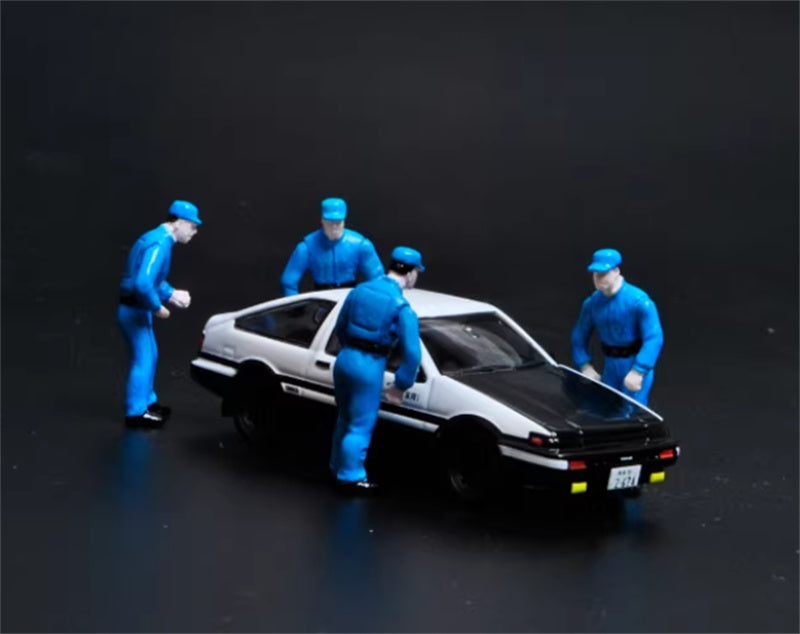 Hobby JAPAN Only Four blue car repair workers 1:64 figure Pre-built Model view3