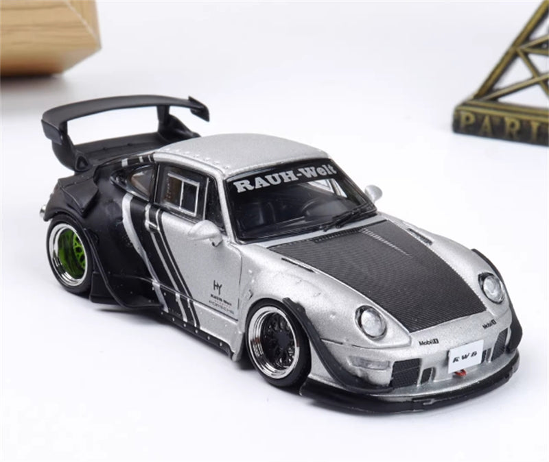 1:64 Porsche 911 RWB 993 Cyberpunk Silver SW DIECAST Model