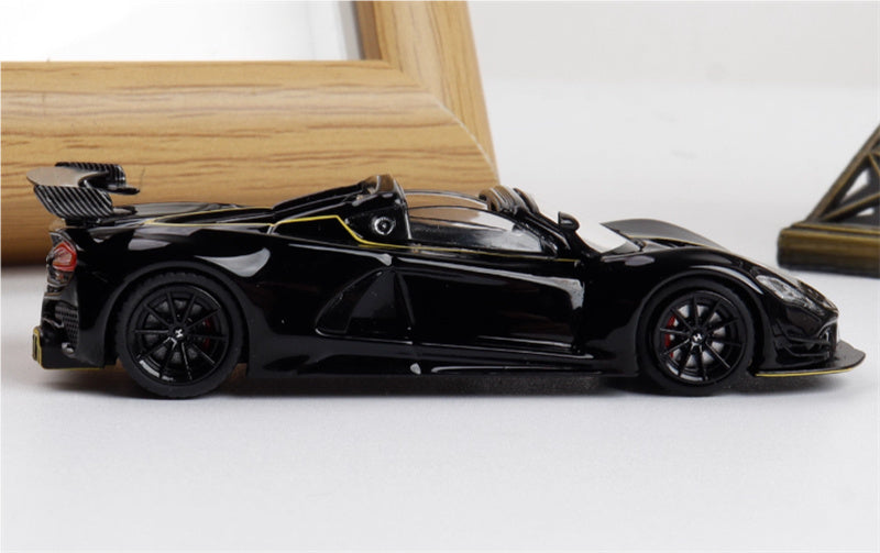 Rhino Model Hennessey Venom F5 Limited Edition 999PCS ONLY Black w/ Figure 23# 1:64 Car Pre-built Model view3