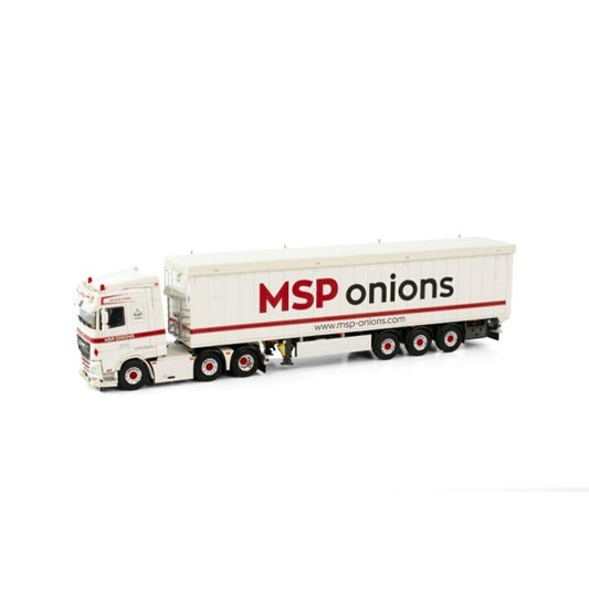 1:50 DAF MSP ONIONS MY2017 6X2 TRAILER / CARGO FLOOR 3 AXLE WSI  White Diecast Model