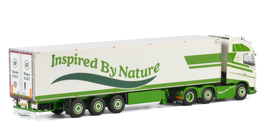 WSI VOLVO FH4 GLOBETROTTER XL 6X2 TWIN STEER REEFER TRAILER - 3 AXLE Groda A.G.F. 1:50 Truck Pre-built Model