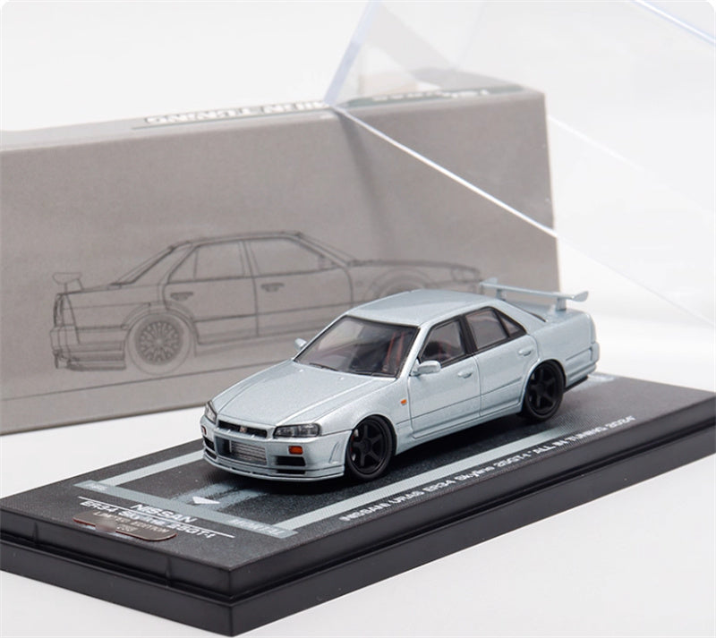 Mortal Nissan GTR ER34 25GT SKYLINE URAS Modified Edition Ice Blue - Regular Edition (Black Wheel) Limited Edition 1:64 Car Pre-built Model view4