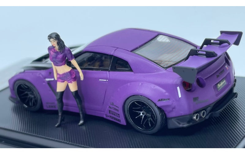 1:64 Nissan GTR R35 LB   mymodelcollect Matte purple carbon cover w/ Figure Limited Edition 999PCS ONLY DIECAST Model