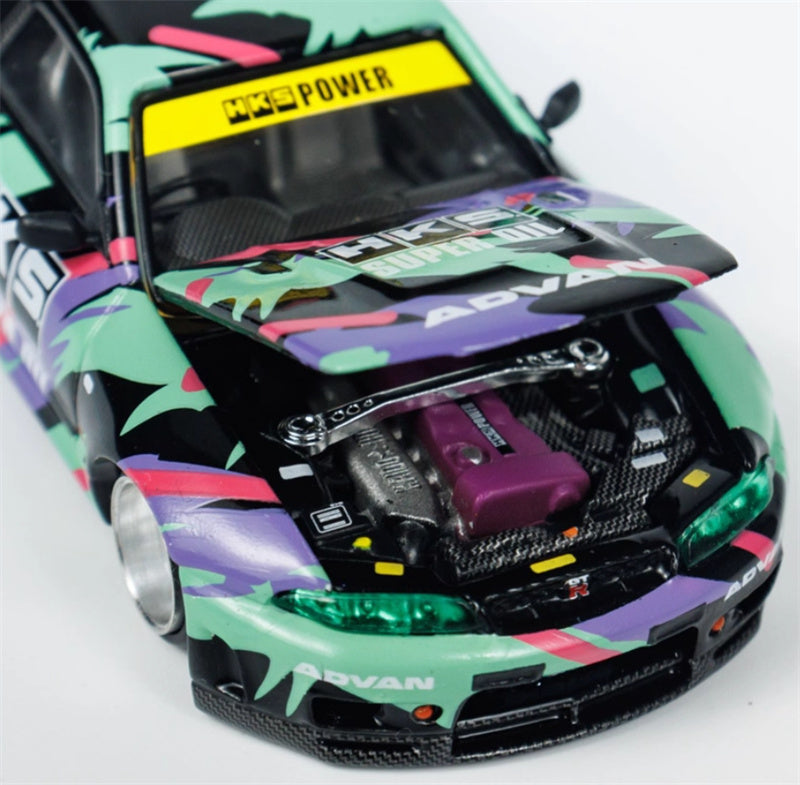KaidoHouse x MiniGT Nissan Skyline GT-R R33 HKS V1 supercar 1:64 Car Pre-built Model view7