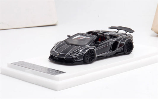 Flame Lamborghini LP700 Convertible Widebody Limited Edition 199PCS ONLY Black explosion pattern 1:64 Car Pre-built Model view1