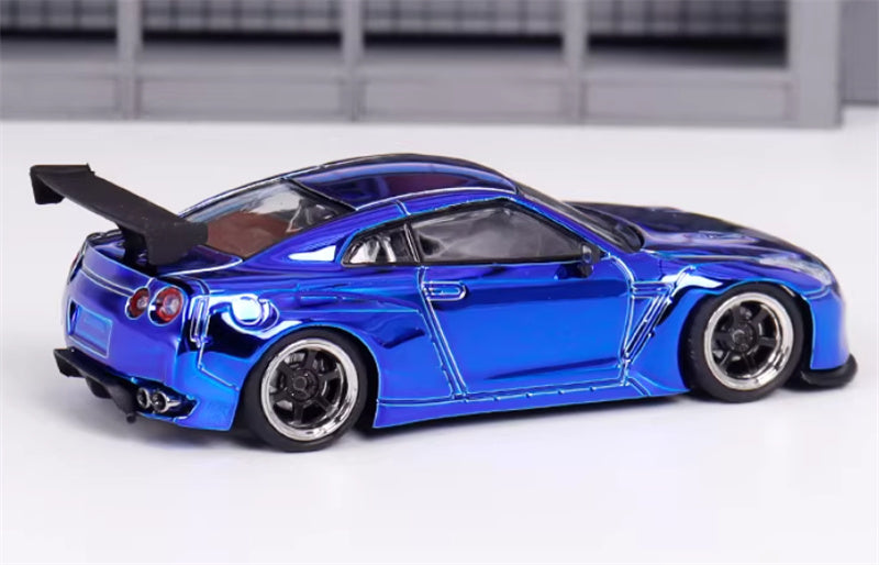LMLF MODEL Nissan GT-R R35 Pandem Rocket Bunny Electroplating Blue Limited Edition 500PCS ONLY 1:64 Car Pre-built Model view4
