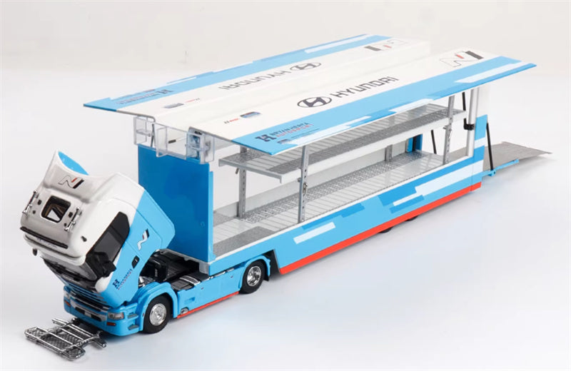 Max well Scania #S730 double-decker transport vehicle Blue white modern coating 1:64 Truck Pre-built Airliner Model Display view7