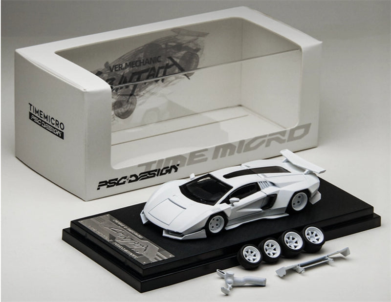 TIMEMICRO Lamborghini Countach Modified White PSC Design 1:64 Car Pre-built Model view6