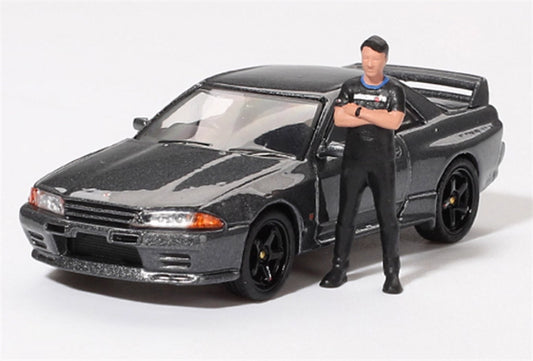 MINIGT Nissan Skyline GT-R (R32) Nismo w/ Figure grey 1:64 Car Pre-built Model view1