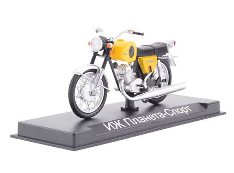 Modimio Soviet Izhevsk motorcycle IZH-PLANETA-SPORT Favorite version Yellow motorcycle Pre-built Airliner Model Display view1