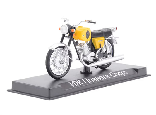 Modimio Soviet Izhevsk motorcycle IZH-PLANETA-SPORT Favorite version Yellow motorcycle Pre-built Airliner Model Display view1