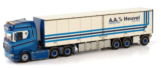 WSI SCANIA S HIGHLINE CS20H 6X2 TAG AXLE BOX TRAILER - 3 AXLE A.A. VD HEUVEL 1:50 Truck Pre-built Model