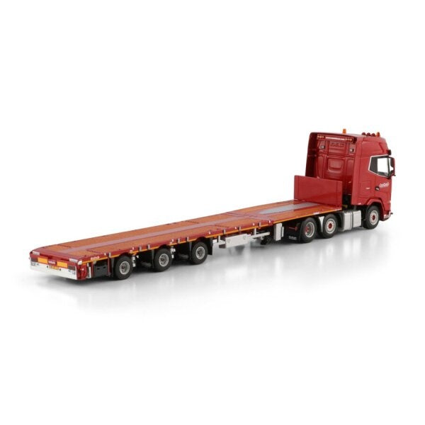 1:50 DAF NOOTEBOOM RED LINE XG + MY25 6X2 FLATBED MEGA TRAILER 3 AXLE WSI Red Diecast Model