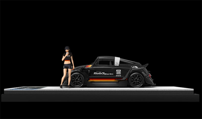 TIMEMICRO Volkswagen Beetle Black w/ Figure Edition Limited Edition 999PCS ONLY RWB RAUH-Welt 1:64 Car Pre-built Model view2