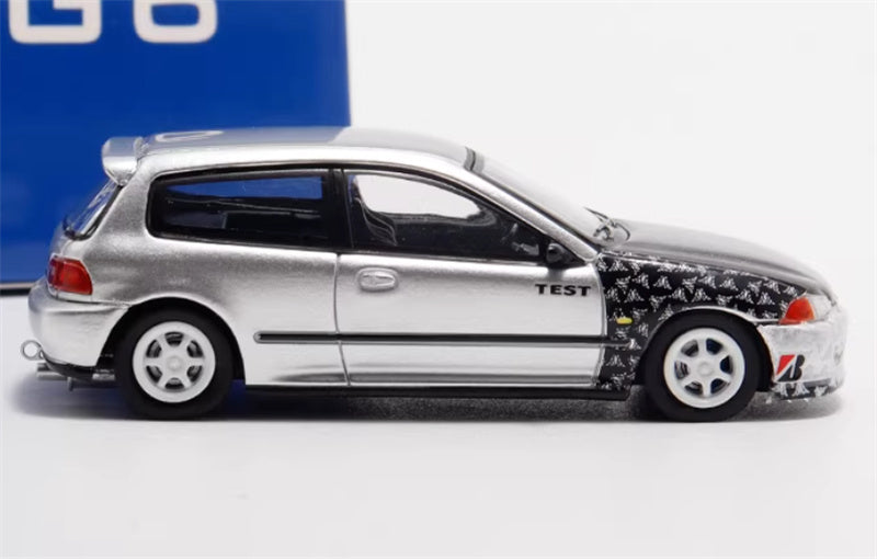 SW Honda Civic EG6 Silver carbon cover Limited Edition 500PCS ONLY TEST 1:64 Car Pre-built Model view3
