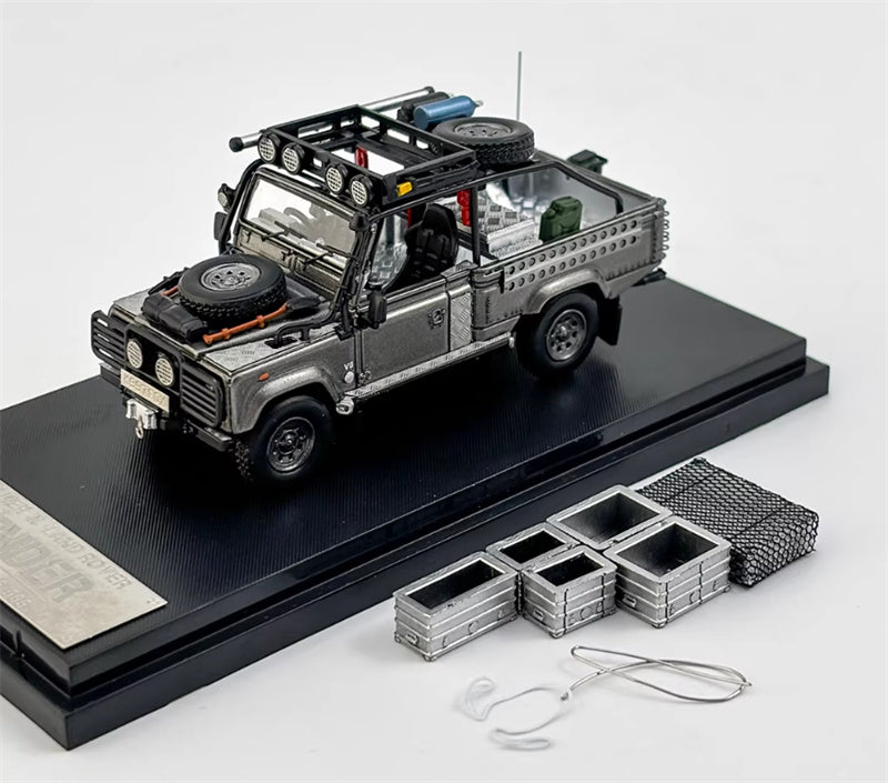 SW Land Rover Defender 110 Silver Grey Clean Edition Limited Edition 999PCS ONLY 1:64 car Pre-built Model view1