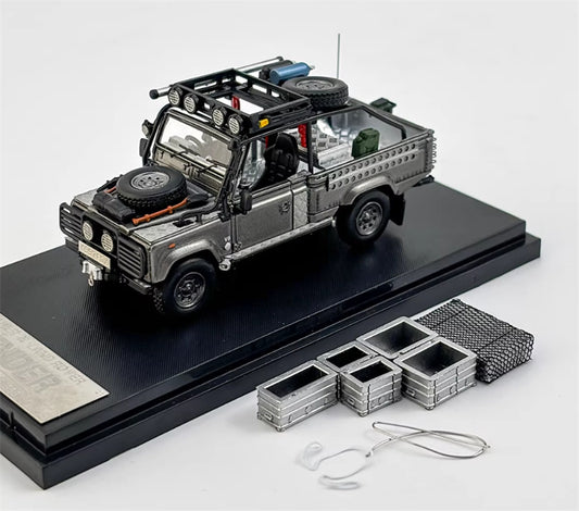 SW Land Rover Defender 110 Silver Grey Clean Edition Limited Edition 999PCS ONLY 1:64 car Pre-built Model view1