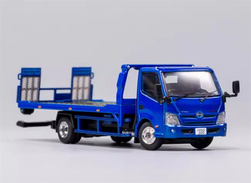 GCD Hino 300 Road Wrecker Trailer Flatbed Tow Truck BLUE RHD 1:64 Truck Pre-built Model view3