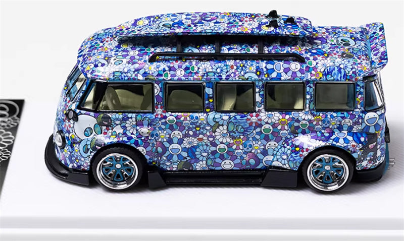 Liberty 64 Volkswagen T1 van Kombi wide body modified version Blue Sunflower 1:64 Car Pre-built Airliner Model Display view9