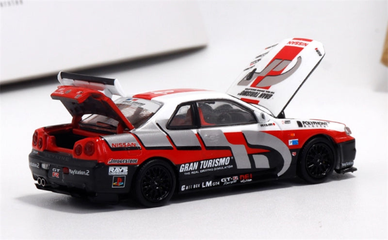 COOL ART Nissan Skyline GT-R R34 Racing w/ Figure Edition 1:64 Car Pre-built Model view5
