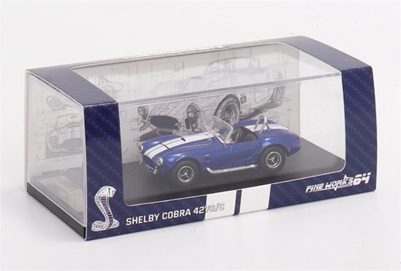 Fine works 64 Ford SHELBY 427S/C COBRA Limited Edition 499PCS ONLY Blue convertible with white stripes 1:64 Car Pre-built Model view11