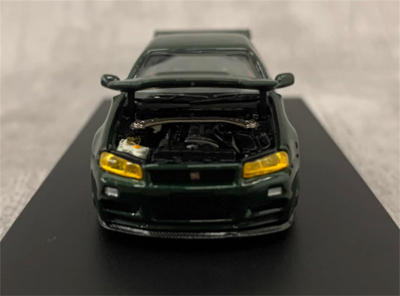 MOTORHELIX NISSAN SKYLINE GT-R R34 (NISMO) Customized Dark Green Limited Edition 699PCS ONLY 1:64 Car Pre-built Model view10