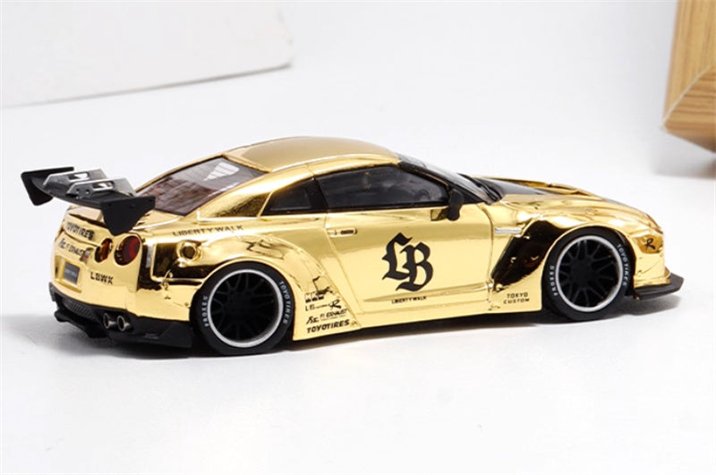 mymodelcollect Nissan GT-R R35 LBWK Limited Edition gold plating 1:64 Car Pre-built Model view5