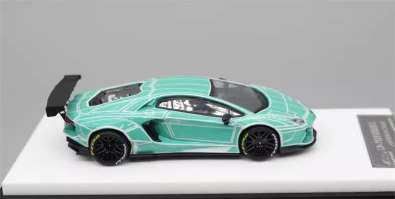 KING MODEL Lamborghini LP700 AVENTADOR Burst Pattern Luminous Edition Electroplated Green 1:64 Car Pre-built Model view10