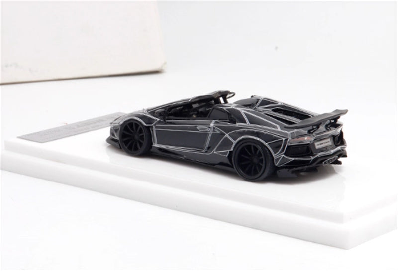 Flame Lamborghini LP700 Convertible Widebody Limited Edition 199PCS ONLY Black explosion pattern 1:64 Car Pre-built Model view2